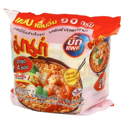 Mama Instant Noodles Shrimp Tom Yum Big Pack 90g.×Pack4 มาม่า บะหมี่กึ่งสำเร็จรูป บิ๊กแพ็ครสต้มยำกุ้ง 90ก.×แพ็ค 4