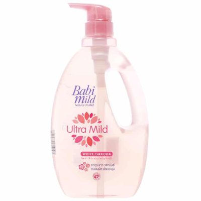 Baby Mild Ultra Mild Head&Body Baby Bath White Sakura 850ml. เบบี้มายด์ ผลิตภัณฑ์อาบน้ำและสระผม ไวท์ซากุระ 850มล.
