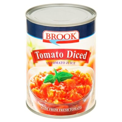 Brook Tomato Diced In Tomato Juice 565g. บรูค มะเขือเทศหั่นชิ้นในน้ำมะเขือเทศ 565กรัม