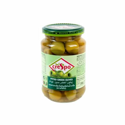 Crespo Pitted Green Olives(J) 333g. คริสโป มะกอกเขียวไม่มีเมล็ด 333กรัม