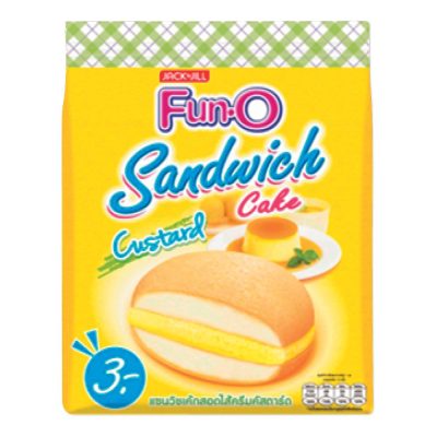 Fun-O Custard Filled Sandwich Cake 13g.×12pcs. ฟันโอ แซนวิชเค้กสอดไส้ครีมคัสตาร์ด 13กรัม×12ชิ้น