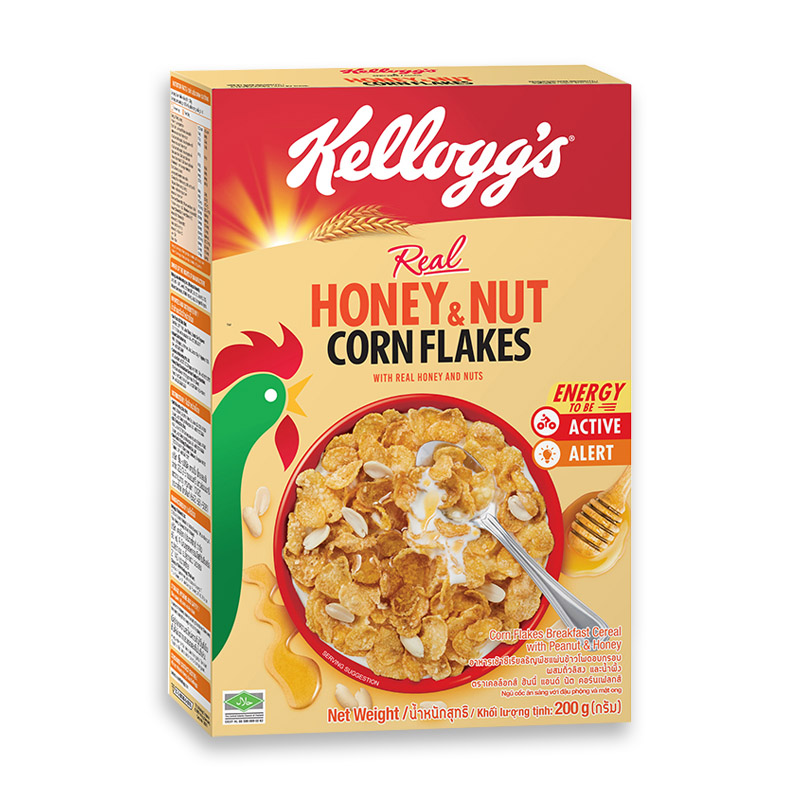 Kelloggs Cereal Honey&Nut Corn Flake 200g. เคลล็อกส์ คอร์นเฟลกส์ ฮันนี่