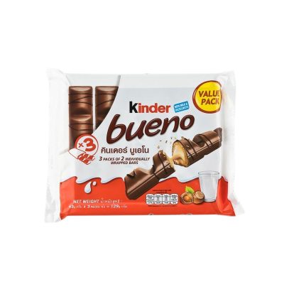 Kinder Bueno Chocolate Milk Flavour 129g. คินเดอร์ บูเอโน ช็อกโกแลตสอดไส้นม 129กรัม