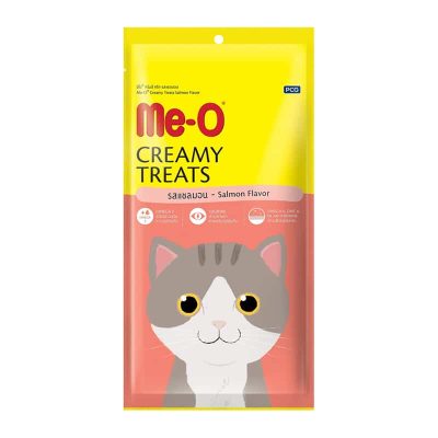 ME-O Creamy Treats Salmon Flavour 15g.×4pcs.  มีโอ ครีมมี่ทรีต ขนมแมวรสแซลมอน 15กรัม×4ชิ้น
