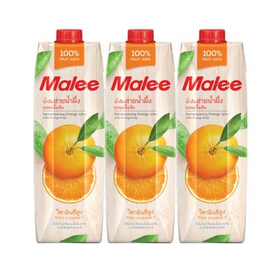 Malee Sainampueng Orange Juice(J) 1000ml×3 มาลี น้ำส้มสายน้ำผึ้ง 1000มล.×3กล่อง
