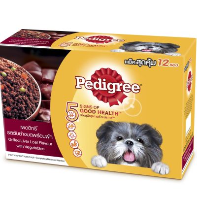 Pedigree Grilled Liver Flavor With Legetables130g.×12pcs. เพดดิกรี อาหารสุนัขรสตับย่างบดพร้อมผัก 130กรัม×12ซอง