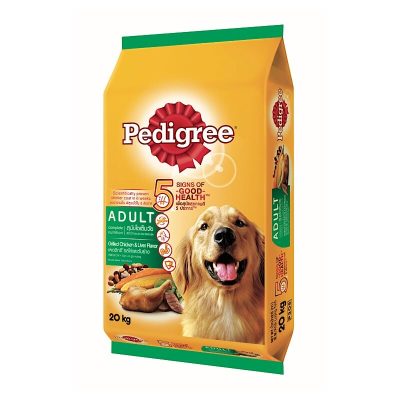 Pedigree Grilled Chicken&Liver Flavor Adult Dog Food 20kg. เพดดิกรี อาหารสุนัขโตรสไก่และตับย่าง 20กก.