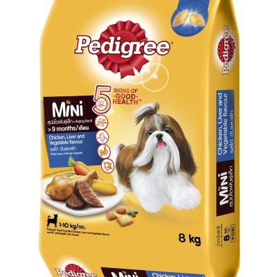 Pedigree Pet Food 8kg. เพดดิกรี อาหารสุนัขสำหรับพันธุ์เล็ก รสเนื้อไก่ตับและผัก 8กก.