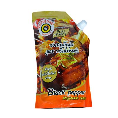 Pure Foods Black Pepper Marinade Sauce 1000g. เพียวฟู้ดส์ ซอสหมักนุ่มสูตรพริกไทยดำ 1000กรัม