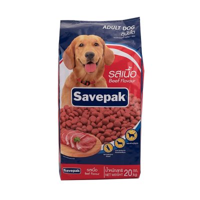 Savepak Adult Dog Food Beef Flavour 20kg.  เซพแพ็ค อาหารสุนัขโต รสเนื้อ 20กก.