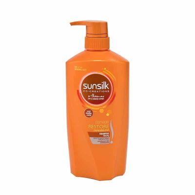 Sunsilk Damage Restore Shampoo(Orange)650ml. ซันซิล แดเมจ รีสโตร์ แชมพูสูตรบำรุงผมเสียในทันที(สีส้ม)650 มล.
