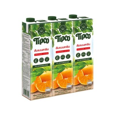 Tipco Mandarin Orange Juice(J) 1000ml×3 ทิปโก้ น้ำส้มแมนดาลิน100% 1000มล.×3กล่อง