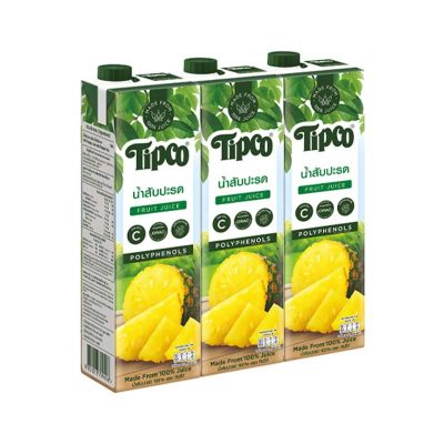 Tipco Pineapple Juice(J) 970ml.×3  ทิปโก้ น้ำสับปะรด100% 970มล.×3กล่อง