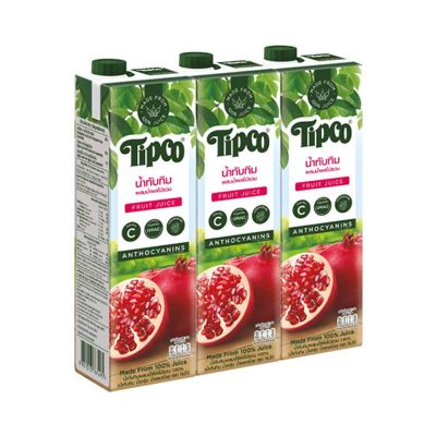 Tipco Pomegranate Juice(J) 1000ml.×3  ทิปโก้ น้ำทับทิม100% 1000มล.×3กล่อง