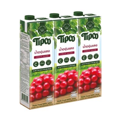 Tipco Red Grape Juice(J) 1000ml.×3  ทิปโก้ น้ำองุ่นแดง100% 1000มล.×3กล่อง