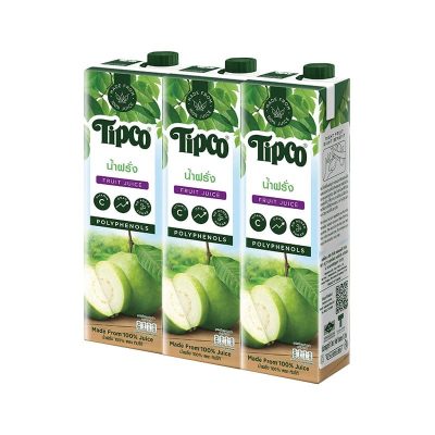 Tipco Red Guava Juice(J) 1000ml.×3  ทิปโก้ น้ำฝรั่ง100% 1000มล.×3กล่อง