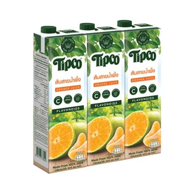 Tipco Sainampueng Orange Juice(J)1000ml×3 ทิปโก้ น้ำส้มสายน้ำผึ้ง 1000มล.×3กล่อง