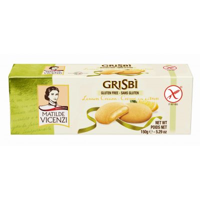 Vicenzi Grisbi Lemon Cream Biscuits 150g.วิเชนซี กริสบี้บิสกิตสอดไส้ครีมรสเลมอน 150กรัม