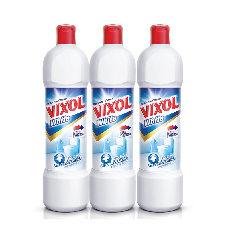 Vixsol Vixol Bathroom Cleaner White 900ml.×Pack3 วิกซอล น้ำยาล้างห้องน้ำ สีขาว ...