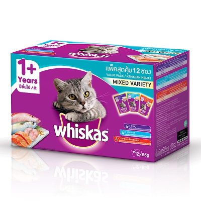 Whiskas Kitten Mixed Cat Food 85g.×12pcs. วิสกัส อาหารแมวรวมรส 85กรัม×12ซอง