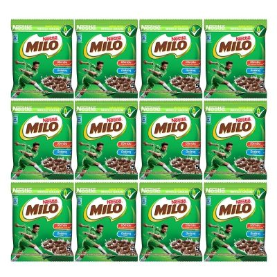 Nestle Milo Cereal Chocolate and Malt Flavor 15g.×Pack12pcs. เนสท์เล่ ไมโล ซีเรียลรสช็อกโกแลตและมอลต์ 15กรัม×แพ็ค12