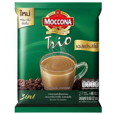 Moccona Trio Instant Coffee Mixed Espresso 18g.×Pack27 มอคโคน่า ทรีโอ เอสเปรสโซ่ กาแฟปรุงสำเร็จชนิดผง 18กรัม×แพ็ค27