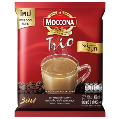 Moccona Trio Rich&Smooth Instant Coffee Mixed 18g.×Pack 27 มอคโคน่า ทรีโอ ริชแอนด์สมูท กาแฟปรุงสำเร็จชนิดผง 18กรัม×แพ็ค 27