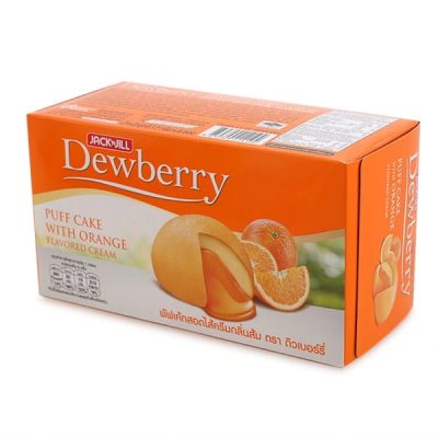 Dewberry Puff Cake With Orange Favoured Cream 17g.X12pcs. ดิวเบอร์รี่ พัฟเค้กสอดไส้ครีมกลิ่นส้ม 17กรัม×12ชิ้น