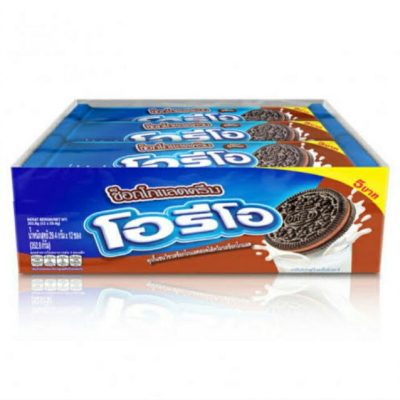 Oreo Cookies Chocolate Cream 29.4g.×Pack12 โอริโอ้ คุ๊กกี้ ไส้ครีมช็อคโกแลต 29.4กรัม×แพ็ค12