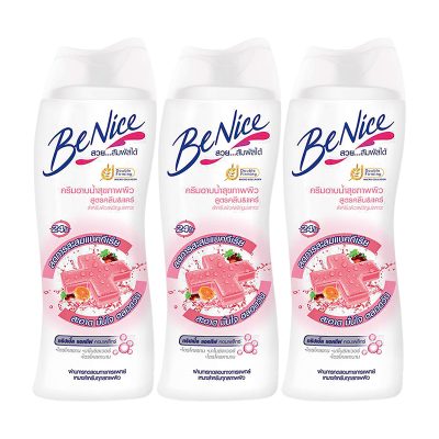 BeNice Liquid Soap Pink 180 ml x 3.บีไนซ์ ครีมอาบน้ำ สูตรแอนตี้แบคทีเรีย ขนาด 180 มล. แพ็ค 3 ขวด.