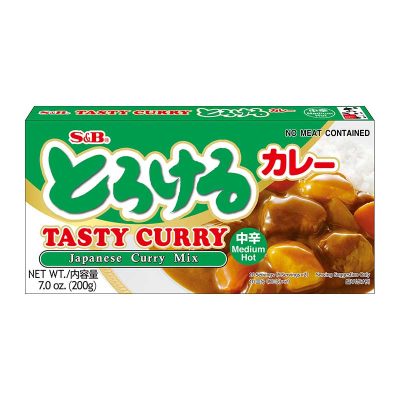S&B Tasty Curry Japanese Curry Mix Medium Hot 200g.เอสแอนด์บี แกงกะหรี่ก้อน สูตรเผ็ดกลาง 200 กรัม