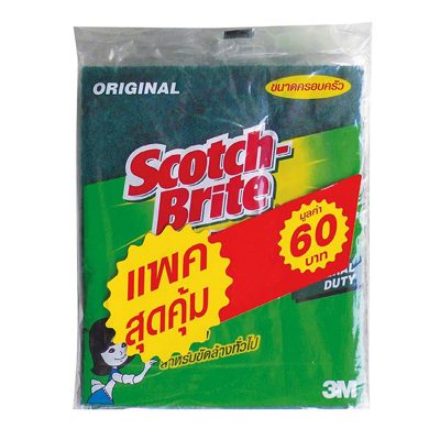 Scotch Brite Sponge Scourer 6×7″ x 10 pcs.สก๊อตช์-ไบรต์ แผ่นใยขัด สีเขียว ขนาด 6×7 นิ้ว แพ็ค 10 ชิ้น