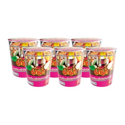 Mama Cup Instant Noodle Yen Ta Fo 60 g x 6.มาม่าคัพ บะหมี่กึ่งสำเร็จรูป รสเย็นตาโฟหม้อไฟ 60 กรัม x 6 ถ้วย