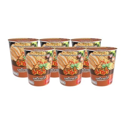 Mama Cup Instant Noodle Pa-Lo Duck 60 g x 6.มาม่าคัพ บะหมี่กึ่งสําเร็จรูป รสเป็ดพะโล้ 60 กรัม x 6 ถ้วย