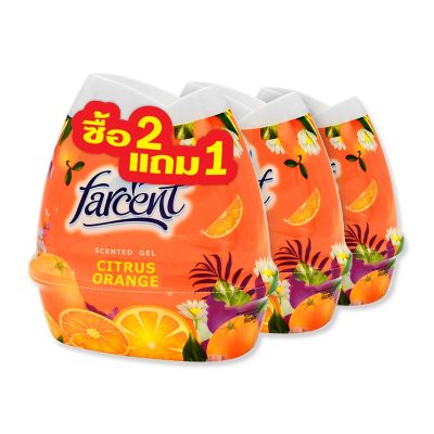 Farcent Scented Gel Air Freshener Orange 200g x 2+1 pcs.ฟาร์เซ็นท์ เซ็นท์เต็ด เจลปรับอากาศ กลิ่นส้ม 200 กรัม x 2+1 ชิ้น