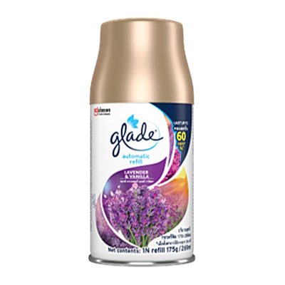 Glade Automatic Spray Refill Lavender & Vanilla 175g.เกลด สเปรย์ รีฟิล เครื่องพ่นน้ำหอมปรับอากาศ กลิ่นลาเวนเดอร์แอนด์วานิลลา 175 กรัม