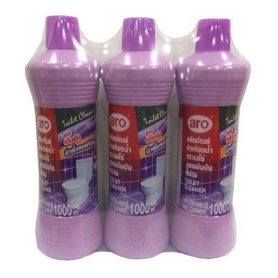 aro Toilet Cleaner Violet 1000 ml x 3 bottles.เอโร่ น้ำยาล้างห้องน้ำ สูตรเข้มข้น สีม่วง 1000 มล. x 3 ขวด