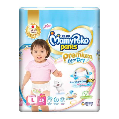 MamyPoko Pants Premium Extra Dry For Girl Size L x 48 Pcs.มามี่โพโค แพ้นท์ พรีเมี่ยม เอ็กซ์ตร้า ดราย สำหรับเด็กผู้หญิง ไซส์ L แพ็ค 48 ชิ้น