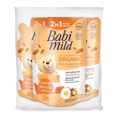 Babimild Baby Fabric Wash 2IN1 Almond 600 ml x 3 Pcs.เบบี้มายด์ น้ำยาซักผ้าเด็ก 2IN1 อัลมอนด์ 600 มล. x 3 ถุง