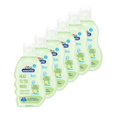 Kodomo Shampoo & Soap Baby Head To Toe Wash Mild Original 100 ml x 6 Bottles.โคโดโม แชมพูสบู่เหลวอาบน้ำ เฮดทูโท วอช สูตรมายด์ ออริจินัล 100 มล. x 6 ขวด