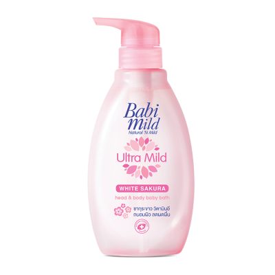 Babi Mild Head & Body Baby Bath Sakura 400 ml.เบบี้มายด์ สบู่เหลว กลิ่นไวท์ ซากุระ ขนาด 400 มล.