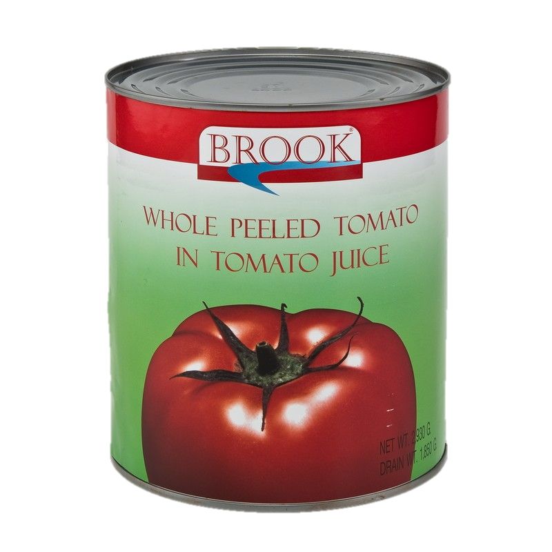 Brook Whole Peel Tomato 2930 g.บรูค มะเขือเทศปอกผิว 2930 กรัม Marhaba