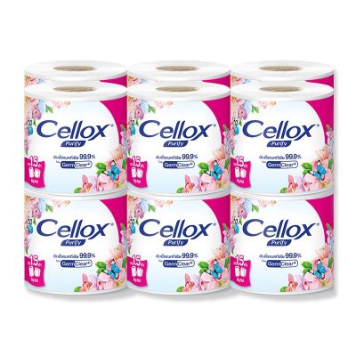 Cellox Purify Toilet Paper Super Extra Long 1.5 Times x 12 Rolls.เซลล็อกซ์ พิวริฟาย กระดาษชำระ ซูเปอร์ยาวพิเศษ ยาว 1.5 เท่า x 12 ม้วน