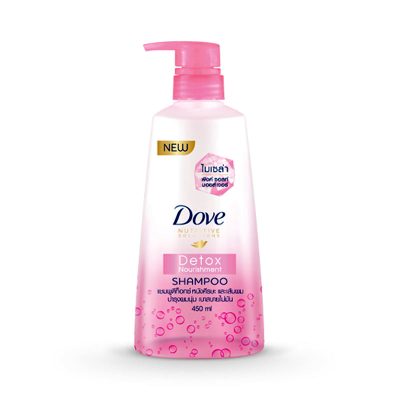 Dove Shampoo Detox Nourish 450 ml.โดฟ แชมพู ไมเซล่า ดีท็อกซ์ นอริชเม้นท์ สีชมพู ขนาด 450 มล.
