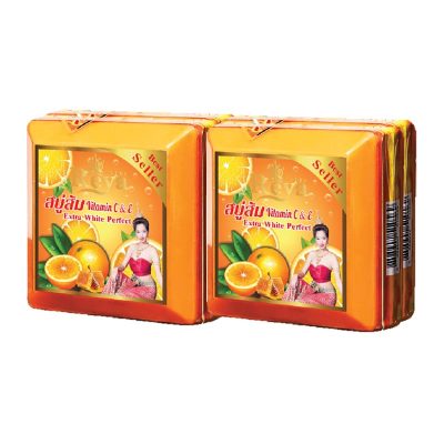 Reya Orange Vitamin C&E Soap 153g x 4 Pcs.เรยา สบู่ส้มผสมวิตามินซีและอี 153 กรัม x 4 ก้อน