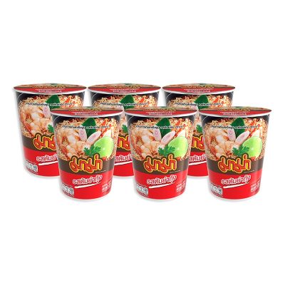Mama Cup Instant Noodle Shrimp Tom Yum Flavour 60 g x 6 cups.มาม่าคัพ บะหมี่กึ่งสำเร็จรูป รสต้มยำกุ้ง 60 กรัม x 6 ถ้วย