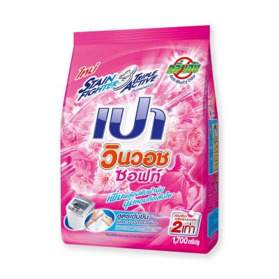 Pao Win Wash Concentrated Powder Detergent Pink Soft 1,700 g.เปา วินวอช ผงซักฟอก สูตรเข้มข้น ซอฟท์ 1,700 กรัม