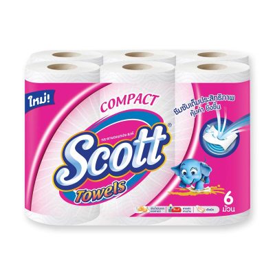 Scott Compact Towel x 6 Rolls.สก๊อตต์ คอมแพค ทาวเวล กระดาษอเนกประสงค์ แพ็ค 6 ม้วน