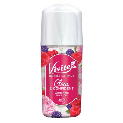 VIVITE Berries Extract Clean & Confident Whitening Roll-On Deodorant 45 ml.วีไวต์ เบอร์รี่เอ็กซ์แทร็กซ์ เคลียร์แอนด์คอนฟิเดนท์ ไวท์เทนนิ่ง โรลออน 45 มล.