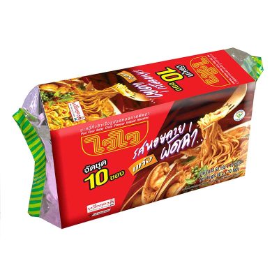 Wai Wai Pad Char Baby Clam Flavour Instant Noodles 60g x 10 Bags.ไวไว บะหมี่กึ่งสำเร็จรูป รสหอยลายผัดฉ่า 60 กรัม x 10 ซอง